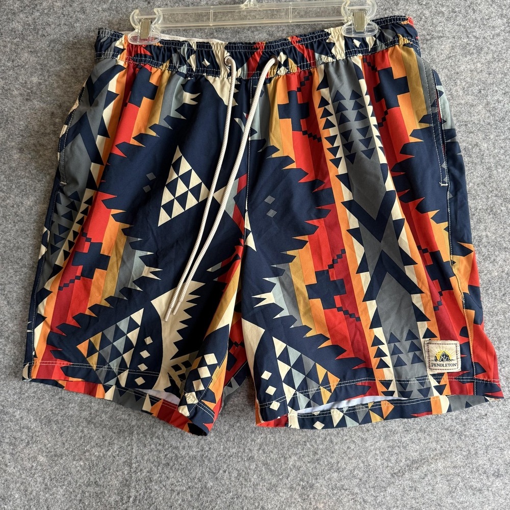 Pendleton Swim Shorts Mens Medium Blue Southwestern Geometric Lined /Aztec